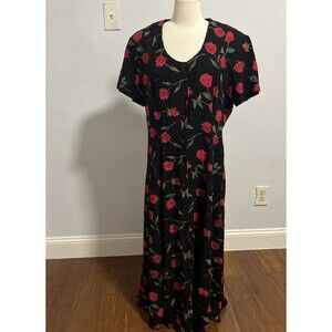 Vintage Betsy Lauren Modest Maxi Dress Womens L Cottage Core Flora Prairie